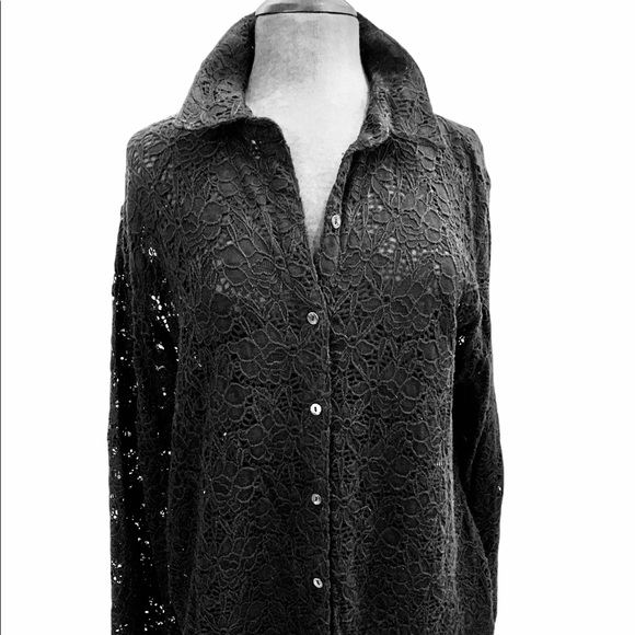 Black Cotton Lace Blouse - Picture 1 of 11